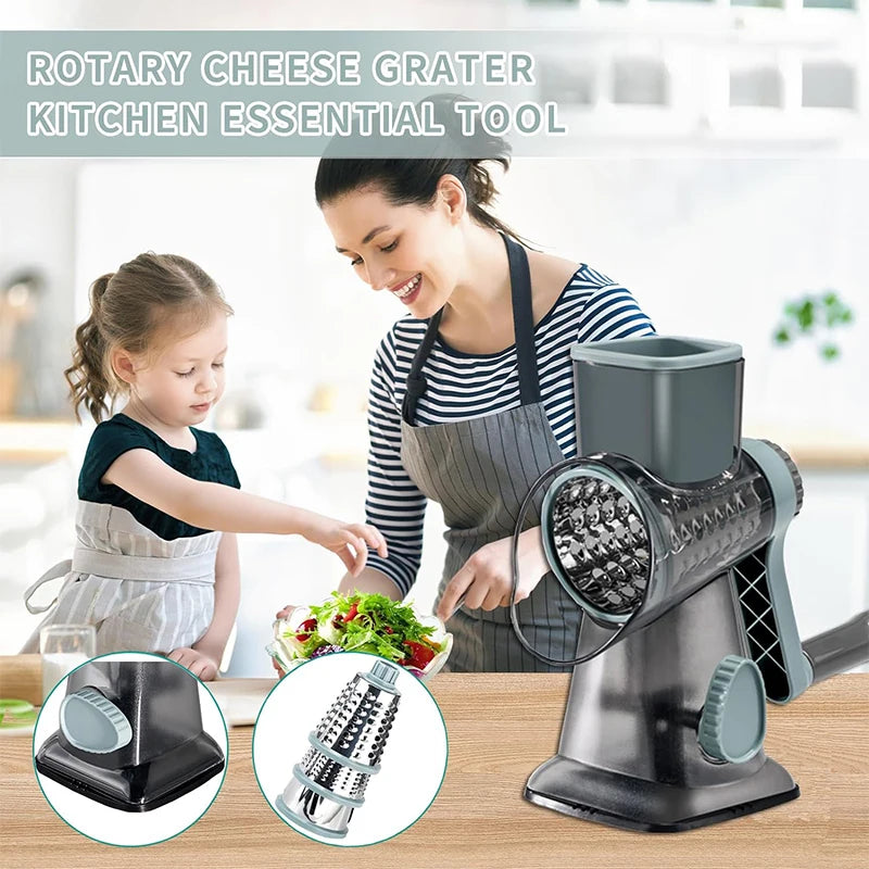 3 in 1 Rotary Cheese Grater & Vegetable Slicer